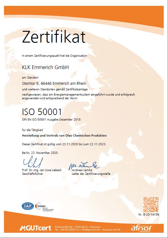 EMM 1. Reihe 5. Seite 1 – ENGLISCH – 50001 – KLK Emmerich GmbH – ISO50001 certificate valid until 22.11.2023