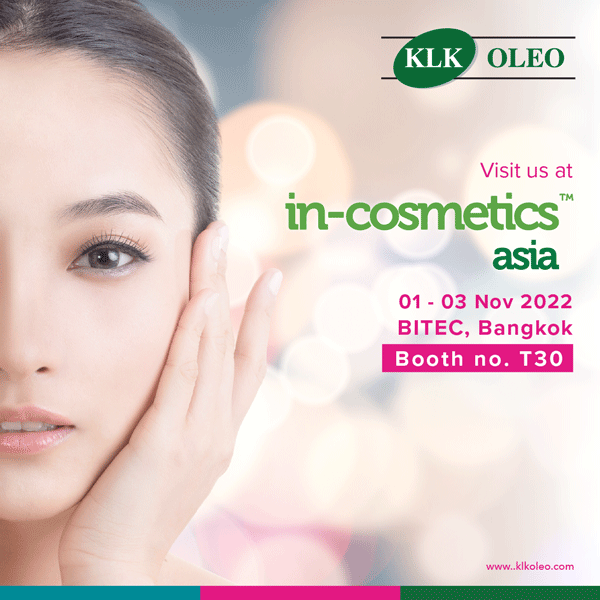 Discover KLK OLEO’s complete beauty and personal care ingredients at in-cosmetics Asia!