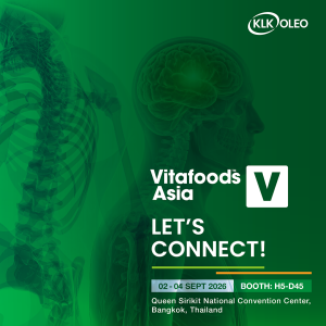 KLK OLEO Vitafoods Europe 2026 Meet the KLK OLEO team at Vitafoods Asia to learn more about their sustainable, high-performance functional ingredients for food and nutrition.